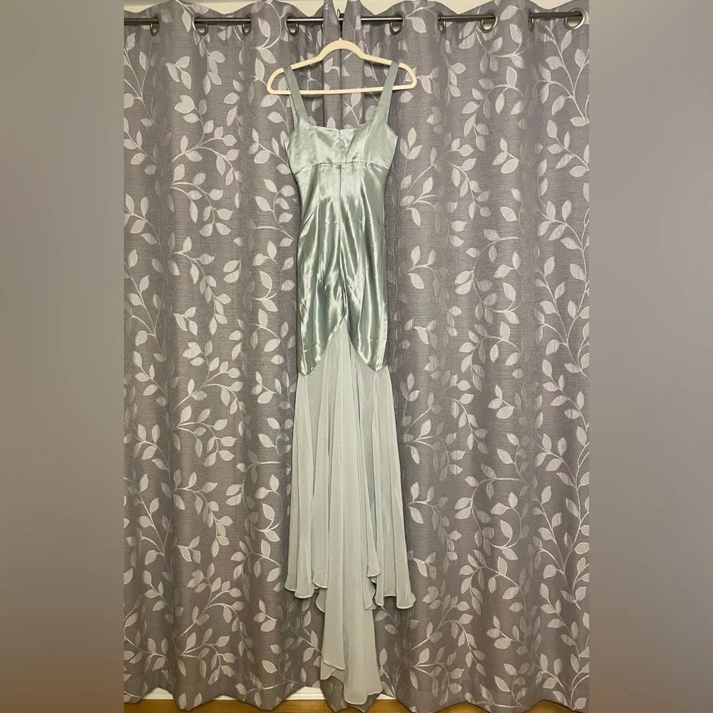 House of CB Vittoria Pistachio Chiffon Floor Length Gown - Picture 10 of 11